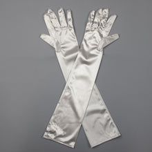 TIPY TIPY TAP FULLFINGER SATIN ELBOW LENGTH GLOVES - SILVER
