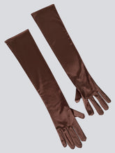 TIPY TIPY TAP FULLFINGER SATIN ELBOW LENGTH GLOVES - BROWN