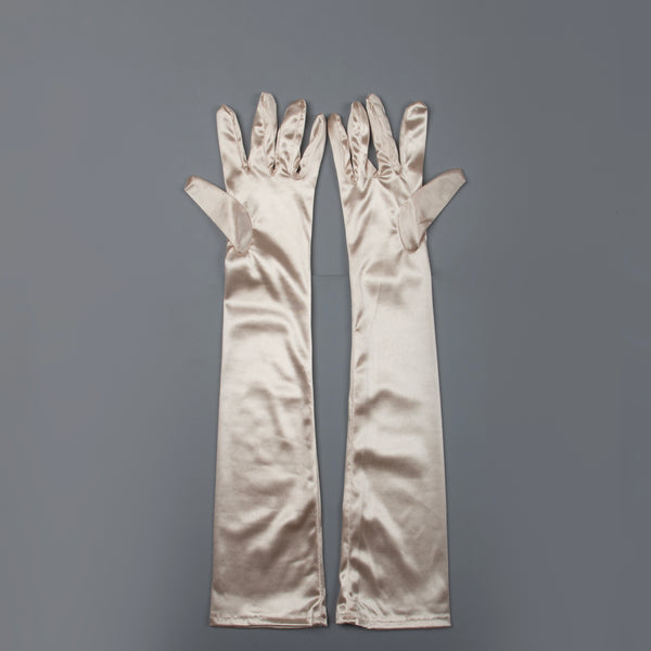 TIPY TIPY TAP FULLFINGER SATIN ELBOW LENGTH GLOVES - ROSE GOLD