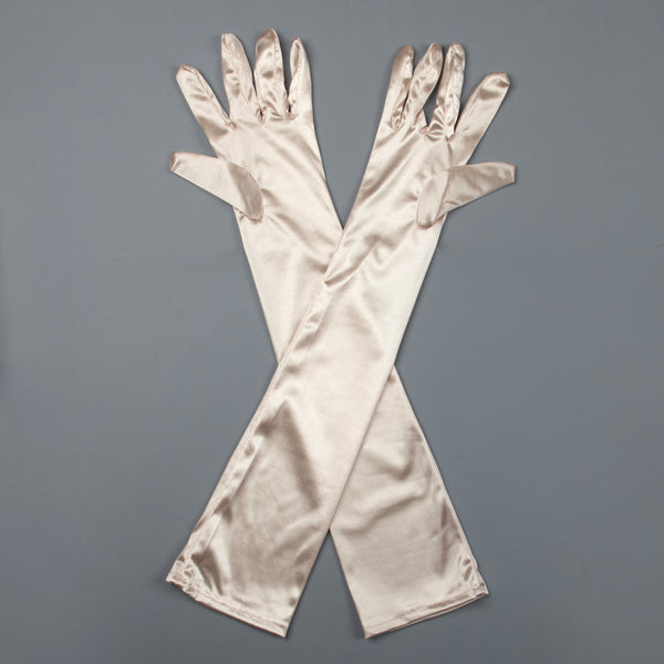 TIPY TIPY TAP FULLFINGER SATIN ELBOW LENGTH GLOVES - ROSE GOLD