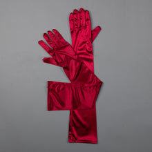 TIPY TIPY TAP FULLFINGER SATIN ELBOW LENGTH GLOVES - WINE