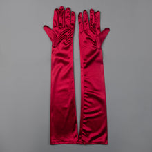 TIPY TIPY TAP FULLFINGER SATIN ELBOW LENGTH GLOVES - WINE
