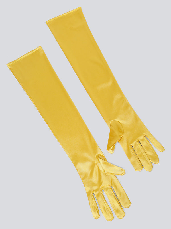 TIPY TIPY TAP FULLFINGER SATIN ELBOW LENGTH GLOVES - YELLOW