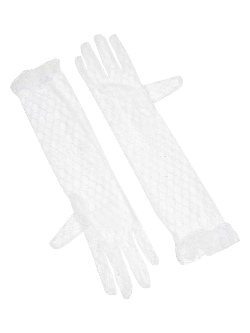 TIPY TIPY TAP FULL FINGER LONG NETTED GLOVES - WHITE
