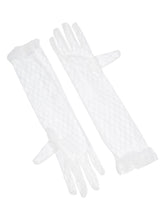 TIPY TIPY TAP FULL FINGER LONG NETTED GLOVES - WHITE