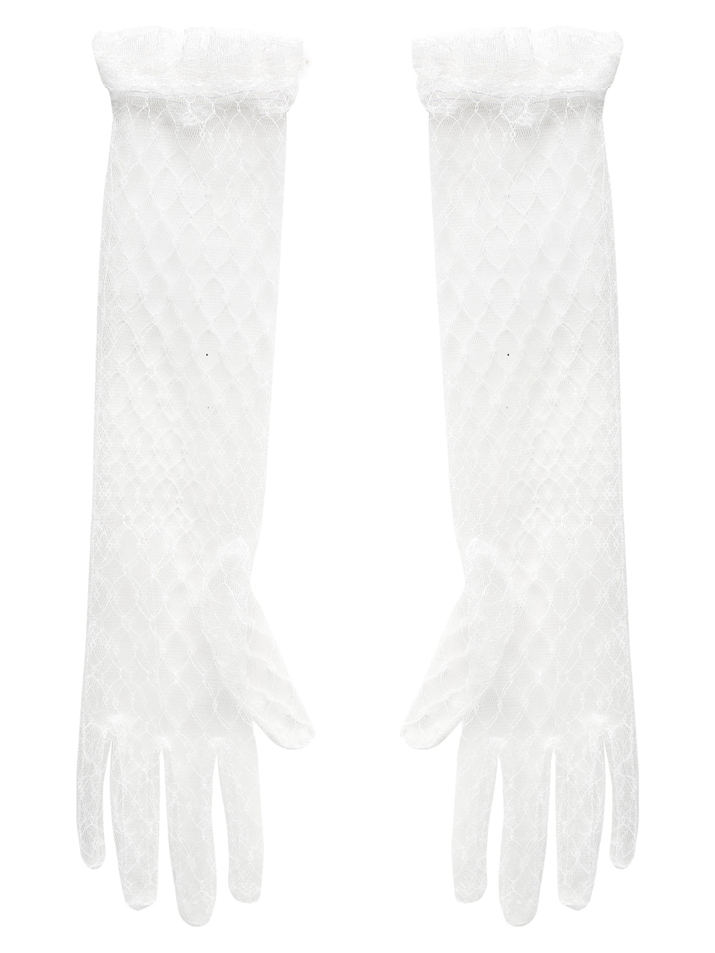 TIPY TIPY TAP FULL FINGER LONG NETTED GLOVES - WHITE