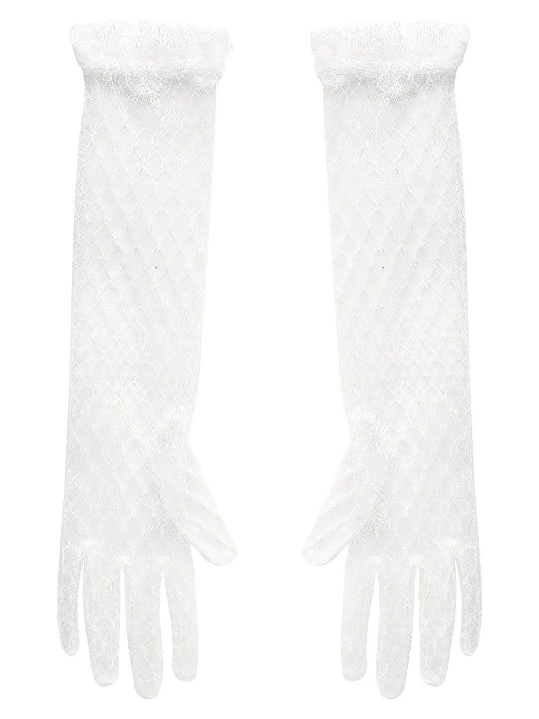 TIPY TIPY TAP FULL FINGER LONG NETTED GLOVES - WHITE