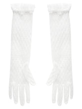 TIPY TIPY TAP FULL FINGER LONG NETTED GLOVES - WHITE