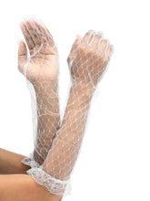 TIPY TIPY TAP FULL FINGER LONG NETTED GLOVES - WHITE