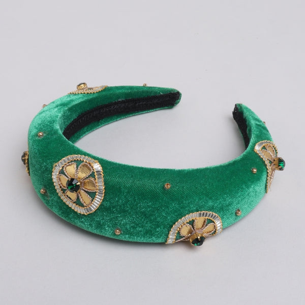 TIPY TIPY TAP PUFFY ETHNIC GOTA HAIRBAND - GREEN