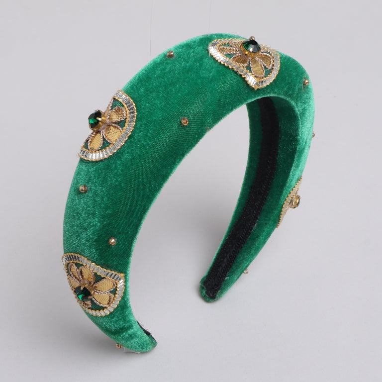 TIPY TIPY TAP PUFFY ETHNIC GOTA HAIRBAND - GREEN