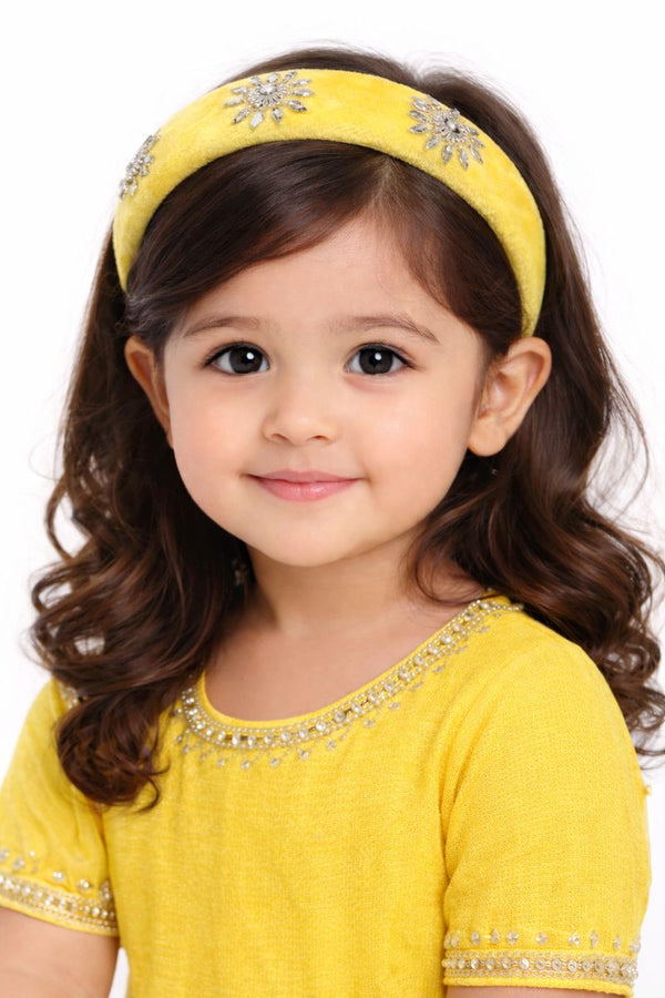 TIPY TIPY TA[ PUFFY ETHNIC STONES HAIRBAND - YELLOW