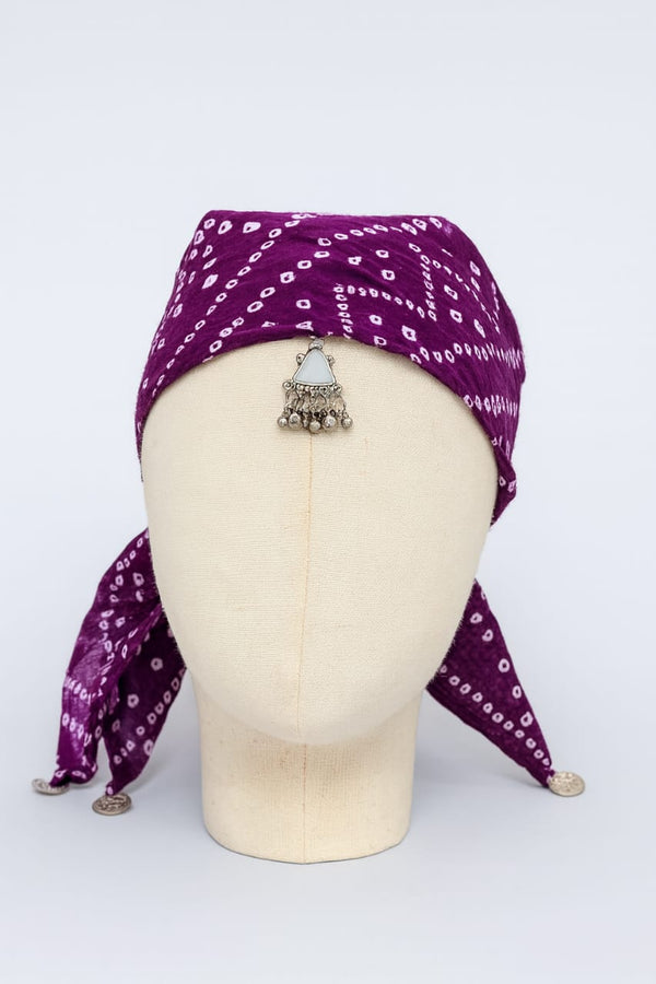 TIPY TIPY TAP Girls Purple Bandhani Dupatta with Silver Coin Tassels | Traditional Festive Accessory