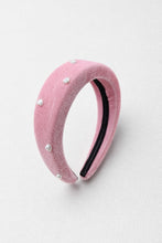 TIPY TIPY TAP Girls Pink Velvet Padded Headband with Pearl Embellishments | Premium Hair Accessory