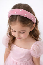 TIPY TIPY TAP Girls Pink Velvet Padded Headband with Pearl Embellishments | Premium Hair Accessory