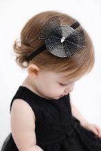 TIPY TIPY TAP Baby Girl Black Lace Bow Headband with Crystal Center | Elegant Party Wear Hair Accessory