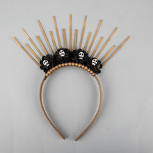 TIPY TIPY TAP SKULL FLOWER HAIR BAND - GOLD BLACK