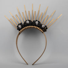 TIPY TIPY TAP SKULL FLOWER HAIR BAND - GOLD BLACK