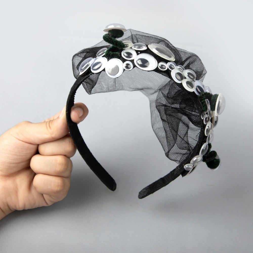 TIPY TIPY TAP SCARY EYES HAIRBAND WITH VEIL - BLACK