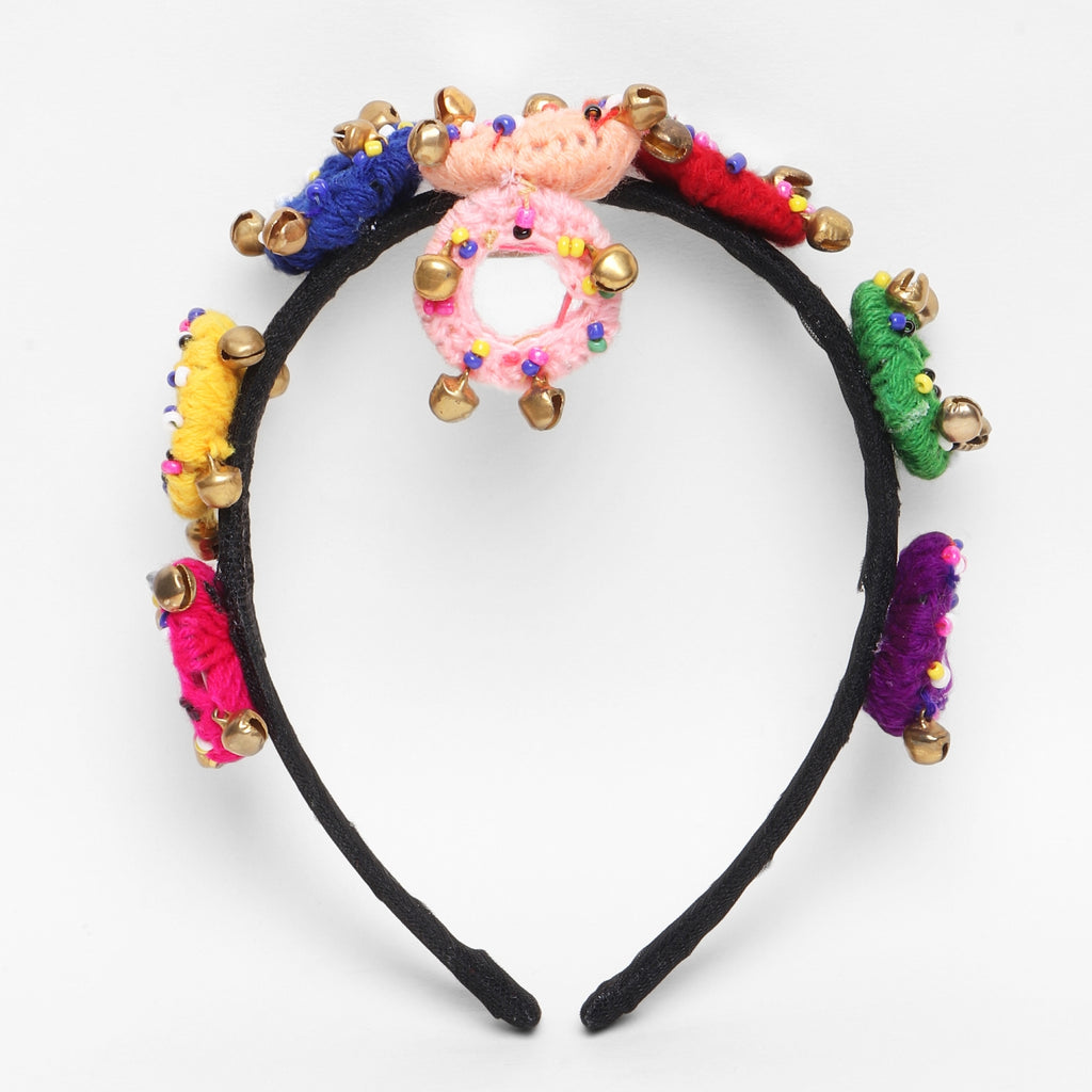 TIPY TIPY TAP MIRROR BROOCH HAIR BAND ATTACHED MAANG TIKKA - MULTICOLOR