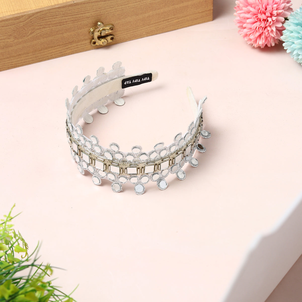 TIPY TIPY TAP MIRROR BEADS HAIR BAND - SILVER