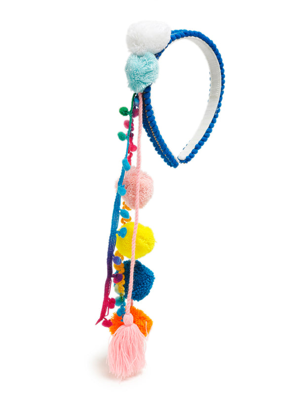 TIPY TIPY TAP POM POM TASSEL HAIR BAND - BLUE