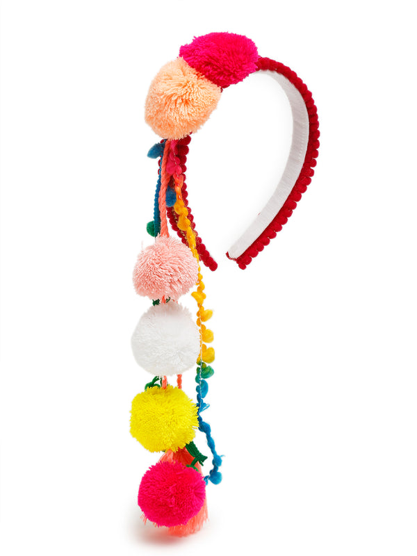 TIPY TIPY TAP POM POM TASSEL HAIR BAND - RED