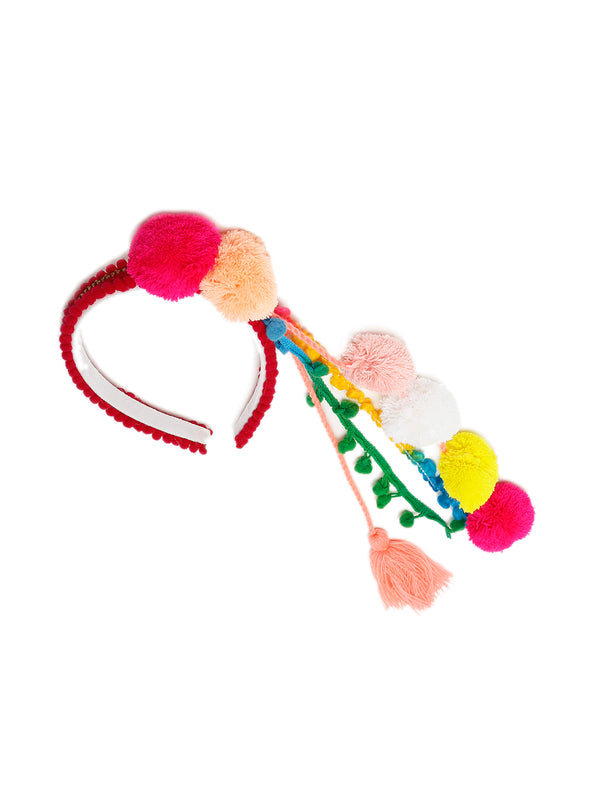 TIPY TIPY TAP POM POM TASSEL HAIR BAND - RED