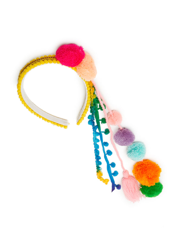 TIPY TIPY TAP POM POM TASSEL HAIR BAND - YELLOW