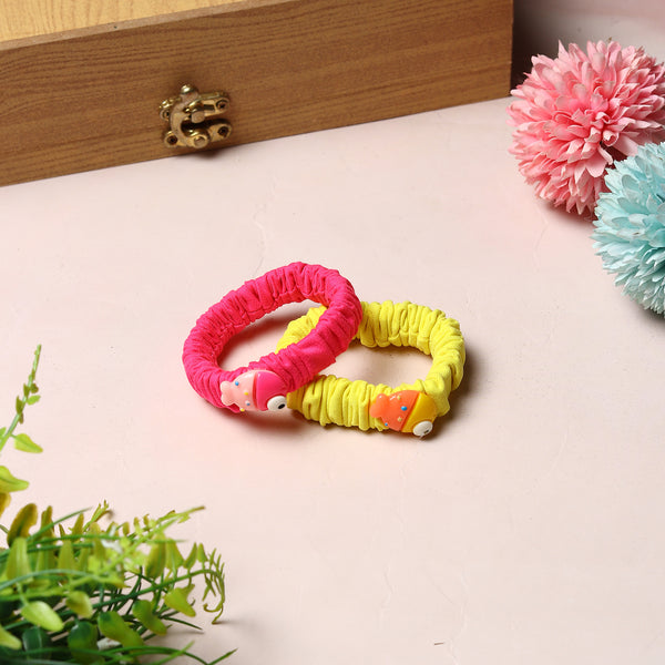 TIPY TIPY TAP SET OF 2 FISH SKINNY SCRUNCHIES - YELLOW/PINK