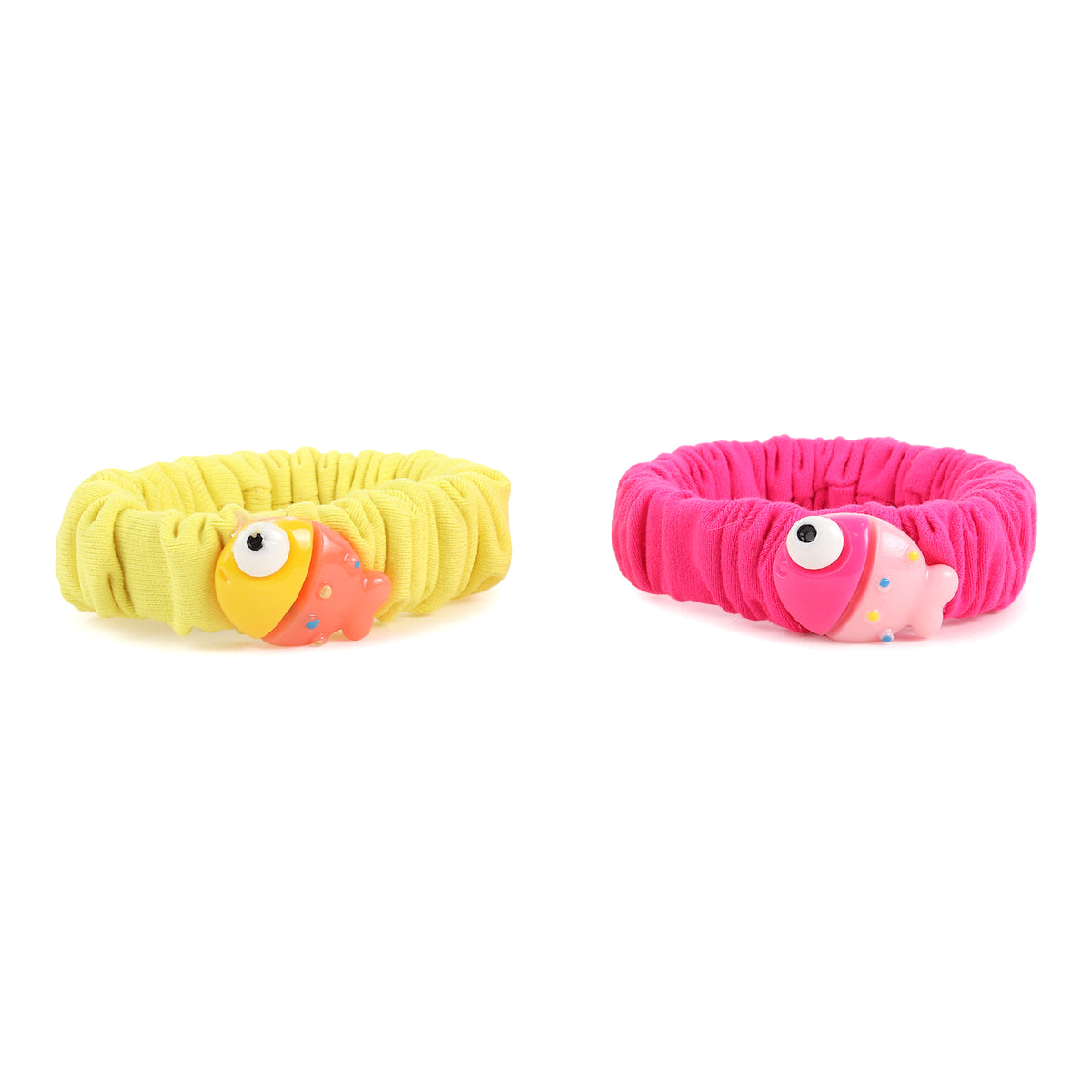 TIPY TIPY TAP SET OF 2 FISH SKINNY SCRUNCHIES - YELLOW/PINK