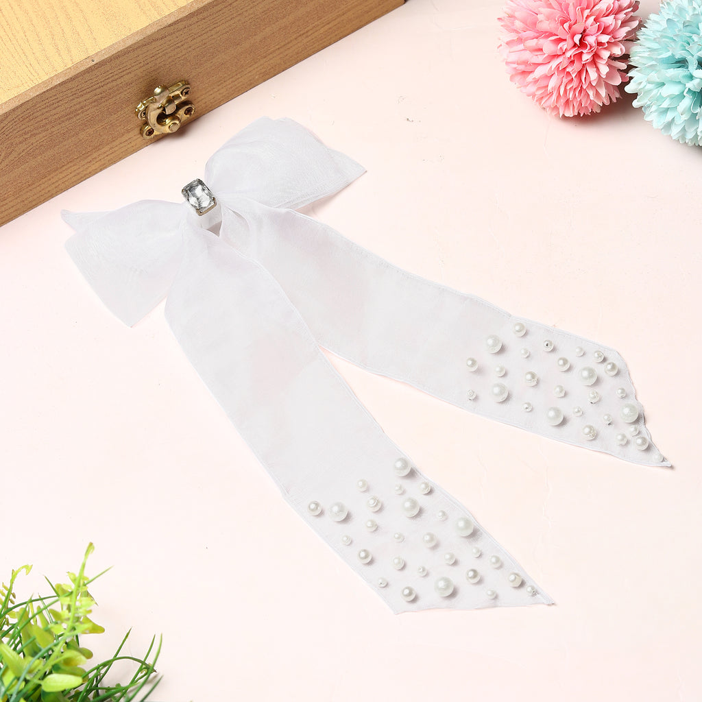 TIPY TIPY TAP PEARLY BOW CLIP - WHITE