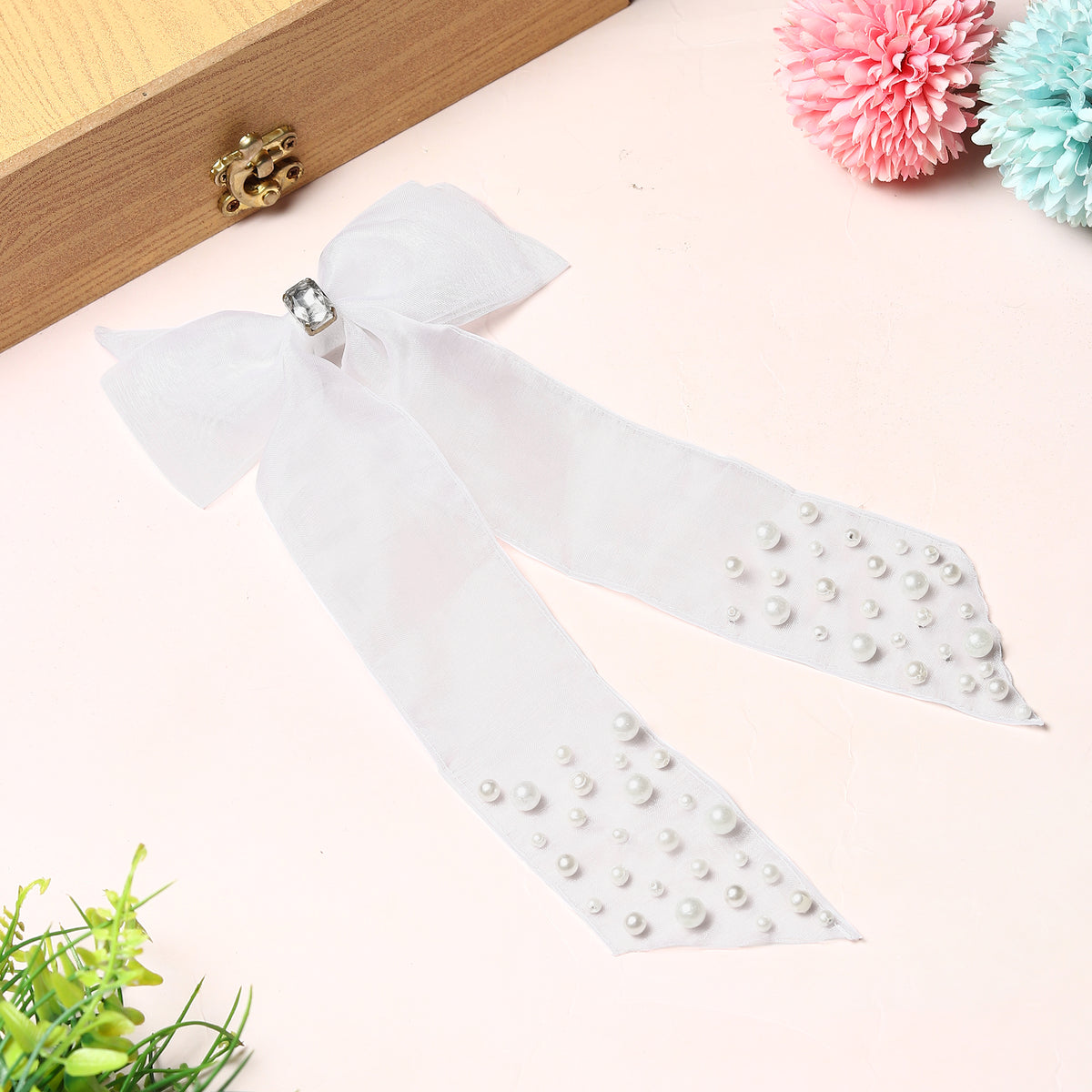 TIPY TIPY TAP PEARLY BOW CLIP - WHITE