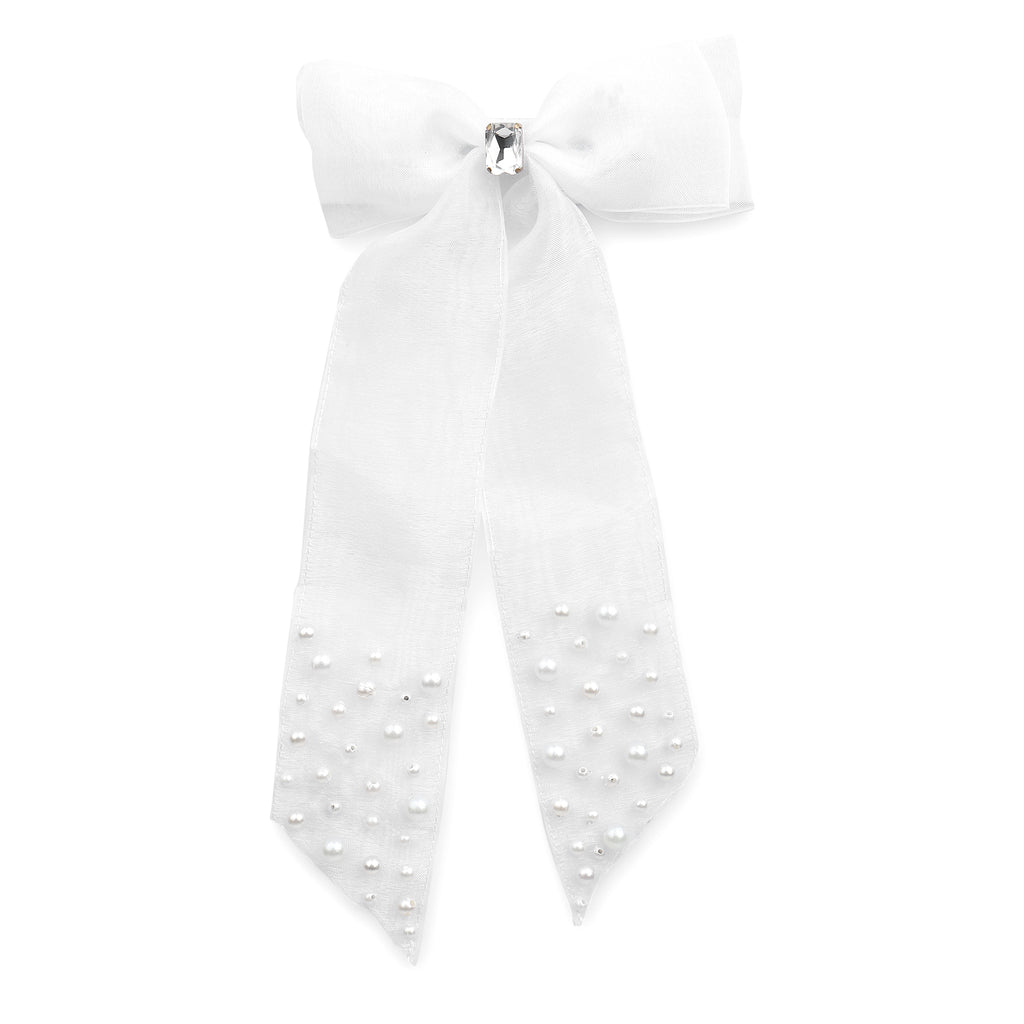 TIPY TIPY TAP PEARLY BOW CLIP - WHITE