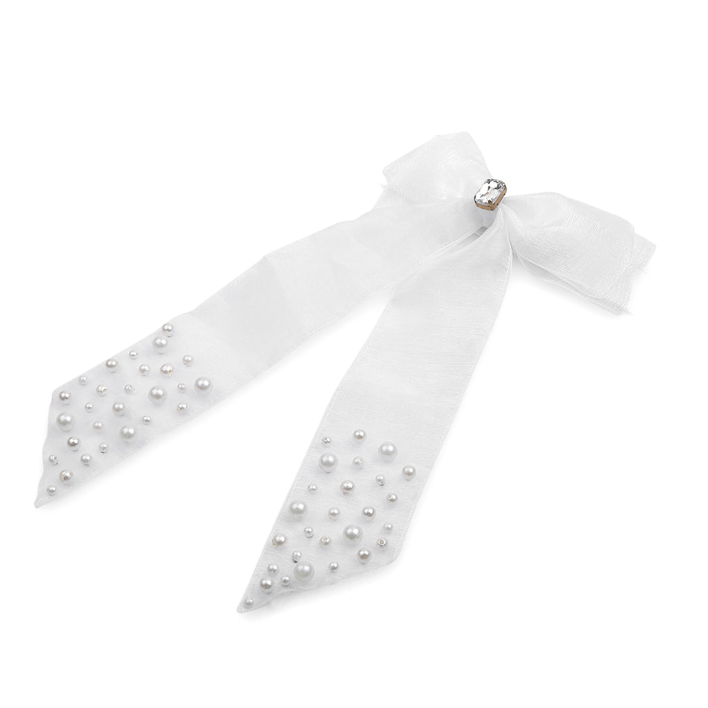 TIPY TIPY TAP PEARLY BOW CLIP - WHITE