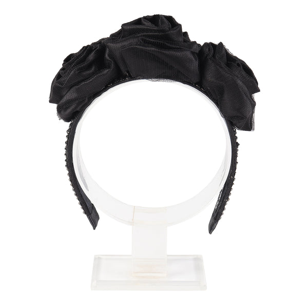 TIPY TIPY TAP EMBELLISHED FLOWER HAIRBAND - BLACK