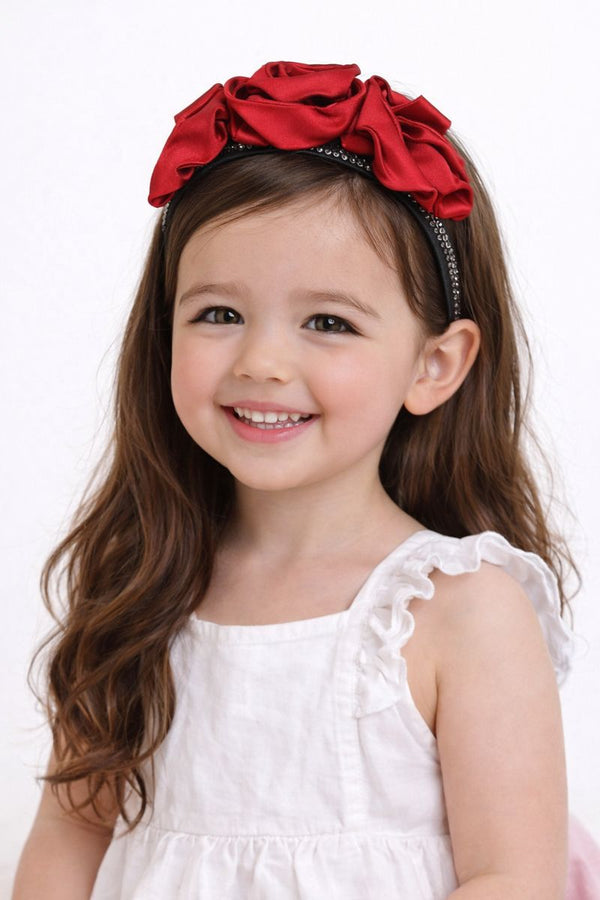 TIPY TIPY TAP EMBELLISHED FLOWER HAIRBAND - RED