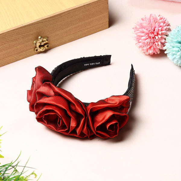 TIPY TIPY TAP EMBELLISHED FLOWER HAIRBAND - RED