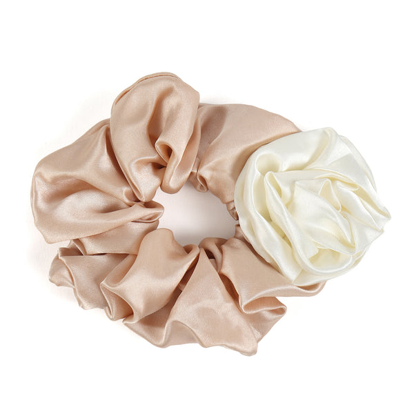 TIPY TIPY TAP  FLOWER SCRUNCHIE - BEIGE/WHITE