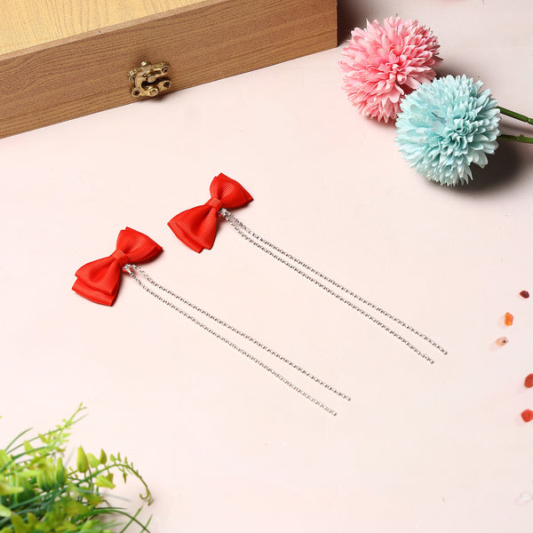 TIPY TIPY TAP BOW WITH STONE TAIL CLIP PAIR - RED