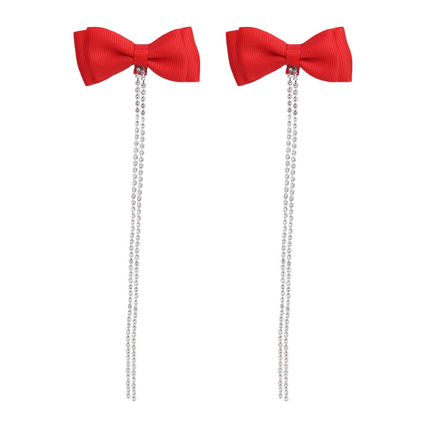 TIPY TIPY TAP BOW WITH STONE TAIL CLIP PAIR - RED