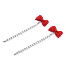 TIPY TIPY TAP BOW WITH STONE TAIL CLIP PAIR - RED