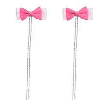 TIPY TIPY TAP  BOW WITH STONE TAIL CLIP PAIR - PINK