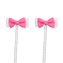 TIPY TIPY TAP  BOW WITH STONE TAIL CLIP PAIR - PINK