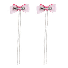 TIPY TIPY TAP  BOW WITH STONE TAIL CLIP PAIR - PINK