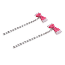 TIPY TIPY TAP  BOW WITH STONE TAIL CLIP PAIR - PINK