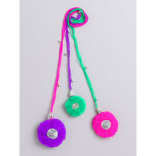 TIPY TIPY TAP Girls Colorful Pom Pom Parandi | Traditional Punjabi Hair Braid Accessory with Silver Detailing