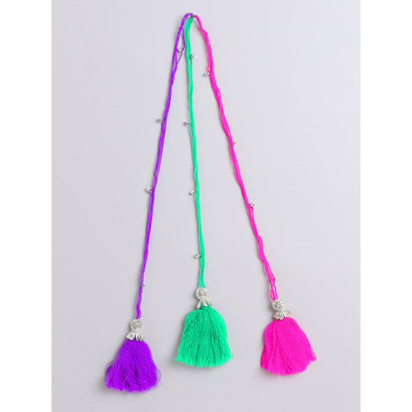 TIPY TIPY TAP Multicolor Tassel Parandi for Girls | Punjabi Braid Hair Accessory with Silver Ghungroo Detailing