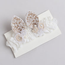 TIPY TIPY TAP Baby Girl White Lace Bunny Ear Headband with Pearl & Floral Detailing | Elegant Party Accessory