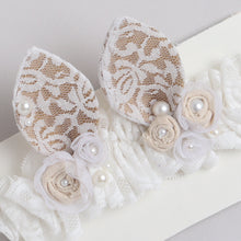 TIPY TIPY TAP Baby Girl White Lace Bunny Ear Headband with Pearl & Floral Detailing | Elegant Party Accessory